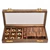 Harvey Makin Dominoes, Tic Tac Toe & Dice Set - Brown Wood