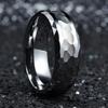 Fashion 8mm Men Stainless Steel Rings Silver Color Hammered Design Multi-Faceted Rings For Men Women Wedding Band Jewelry Gifts