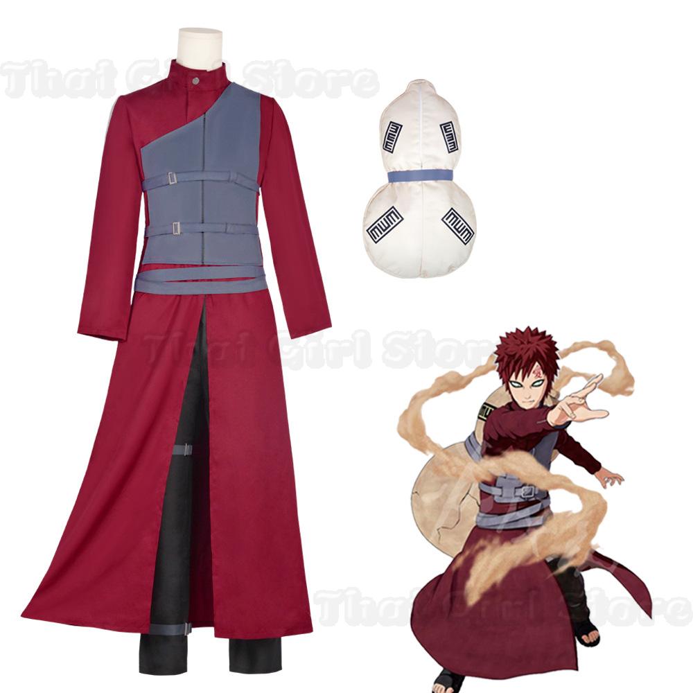Gaara Cosplay Costume Sand Waterfall Fifth Kazekage Red Hair Shinobi Ninja Tatoo Sticker Set Halloween Xmas Costumes