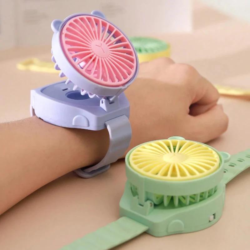 Cartoon Cute Watch Fan Rotatable Outdoor Small Tools Household Personalized Watch Fan Simple Creative Portable Mini Electric Fan