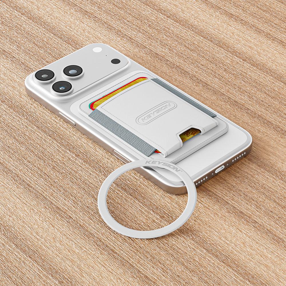 KEYSION Magnetischer Kartenhalter für Magsafe für iPhone 17 16 15 Pro Max Samsung Huawei Elastische PU-Leder Geldbörse Tasche Handyhülle