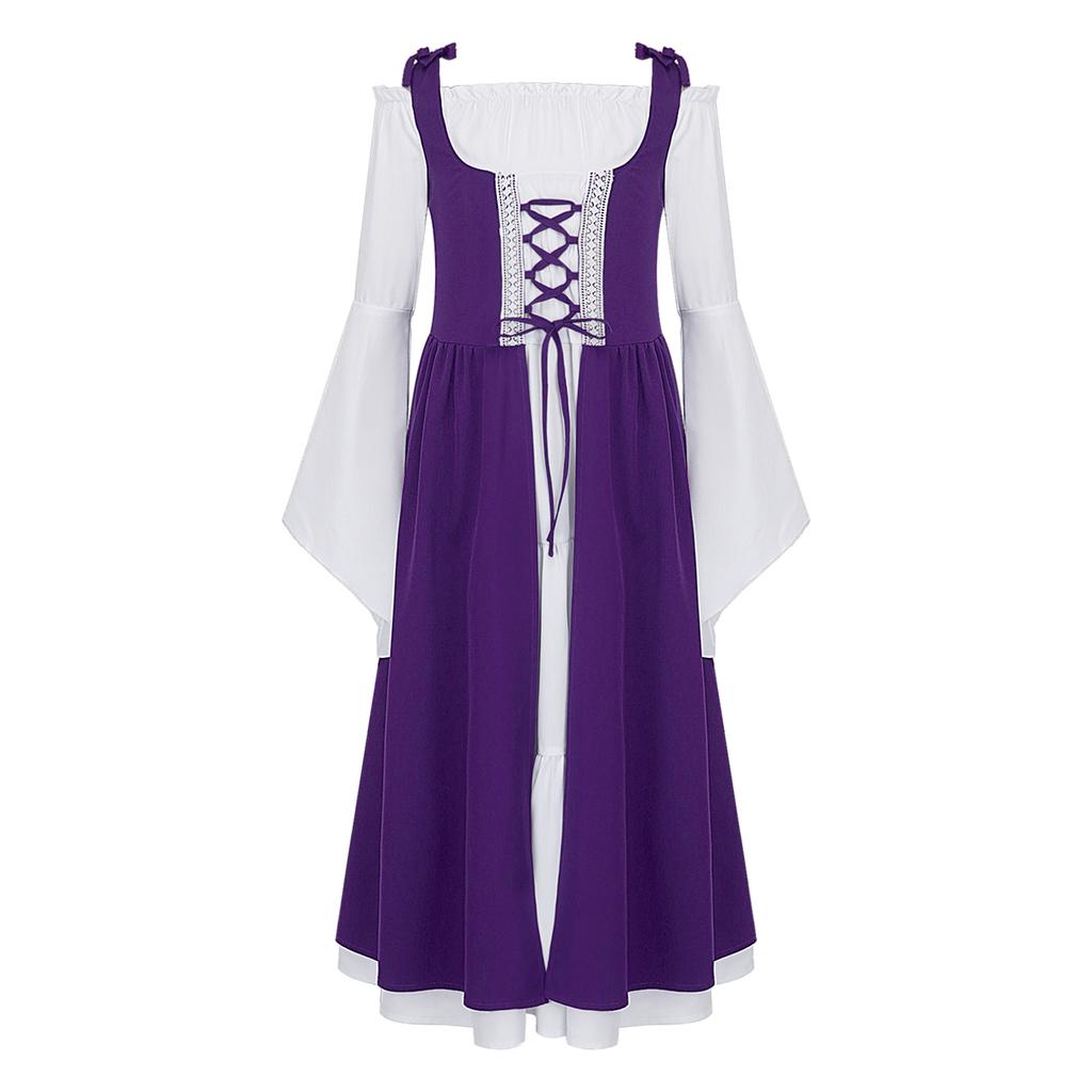 Sinleey Middeleeuwse renaissance-jurk voor meisjes, prinsessenkostuum, Halloween, carnaval, jaar, B zwart, 170
