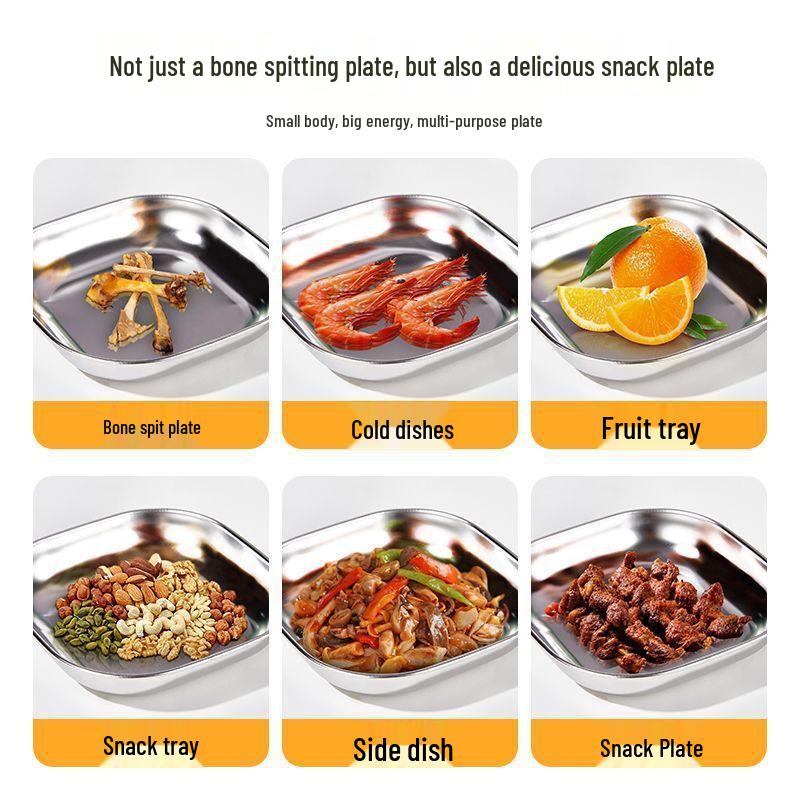 ZISIZ Square Stainless Steel Bone Dish Set