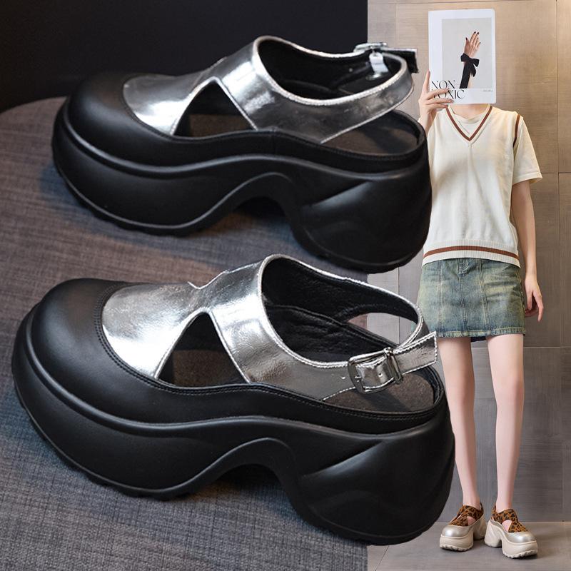 2025 New Summer Casual Fashion Muffin Women's Shoes Platform Heightening Sandals Women's Lazy Bag Head Wear-resistant Super Soft