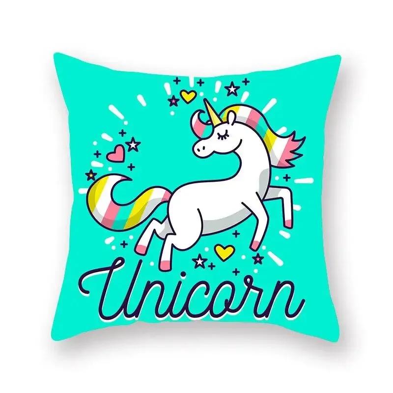 Einhorn-Print Kissenbezug Partydekoration Geburtstag Pfirsichhaut Kissenbezug