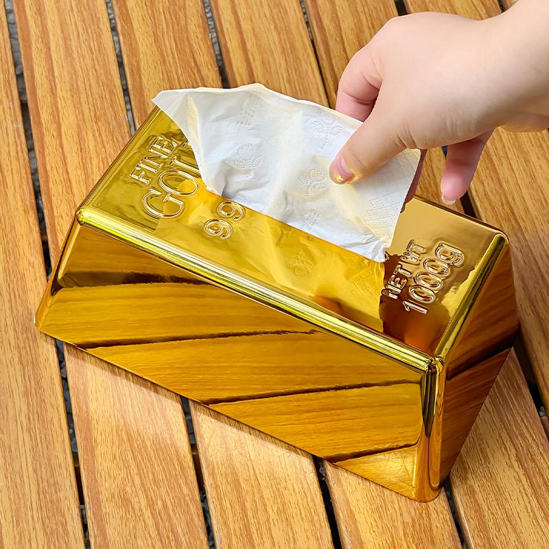Miniso Scatola Porta fazzoletti in Mattoncini Creativi Hotel Simulazione di Lusso Lingotto d'Oro Scatola di Carta Scatola di Carta per Tovaglioli di Lusso Decorazione per la Casa