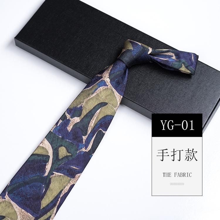 Pattern Printed Tie Men'S 9Cm Wide Personalized Retro Banquet Hosting Suit Large Flower Polyester Hand Tie