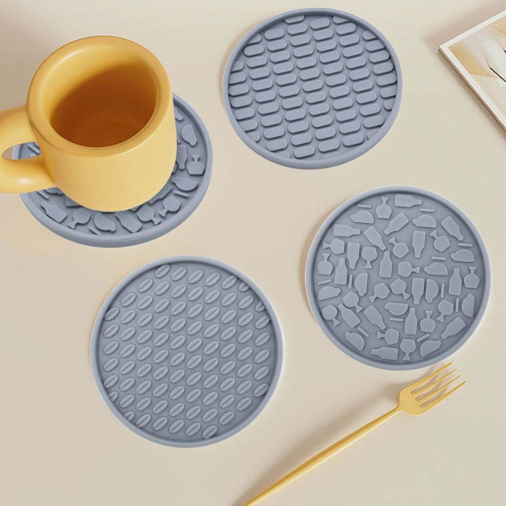 Durable Round Silicone Coasters High Temperature Resistant Thickened Heat Insulation Pad Food Grade 10cm Bowl Pad Home