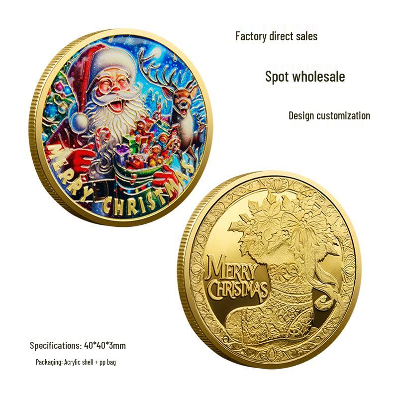Christmas Santa Claus Commemorative Coin - Holiday Gift and Lucky Medal
