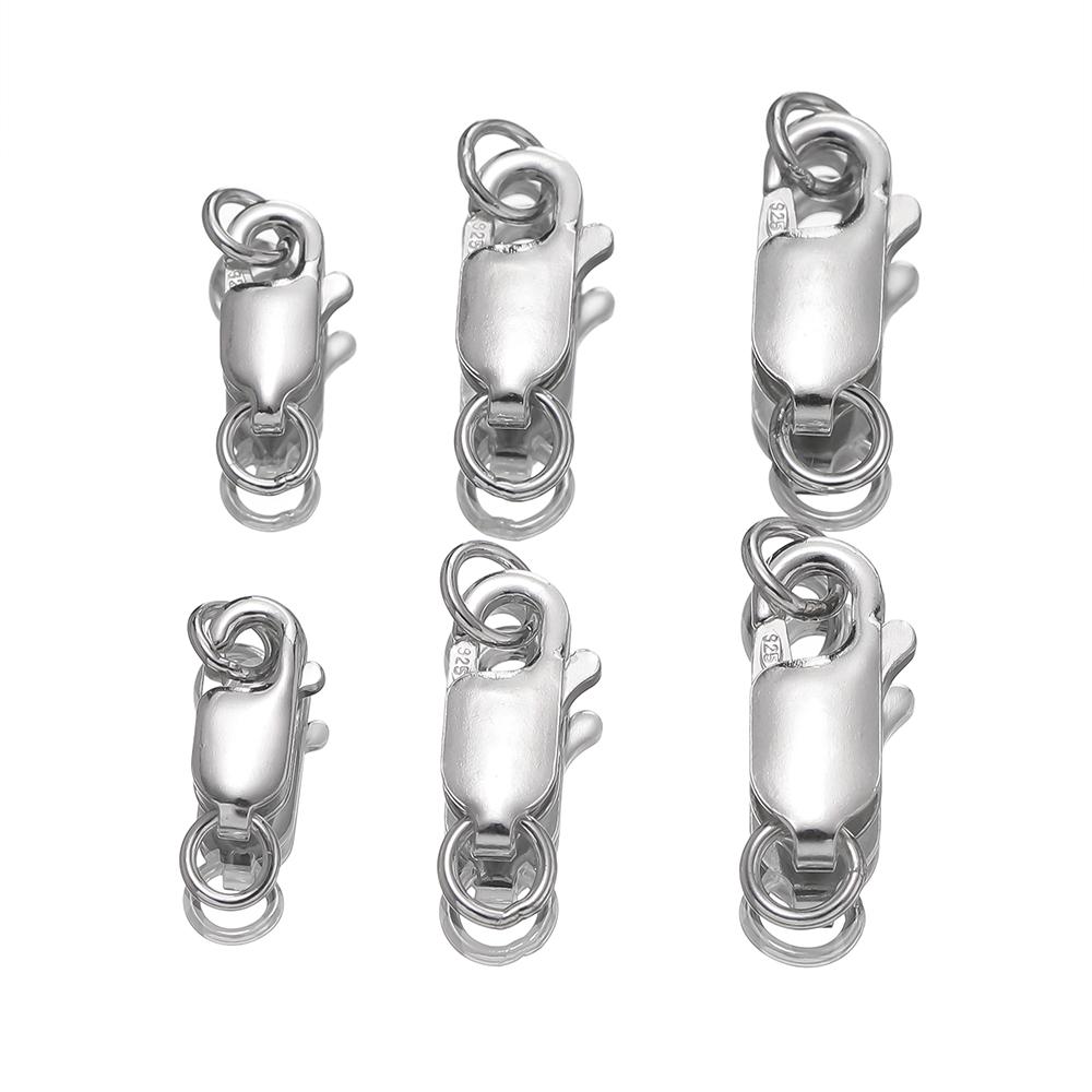 2Sets 925 Sterling Silver Spring Lobster Clasps Hooks Claw with Jump Rings for Jewelry Making Findings Making Accessories