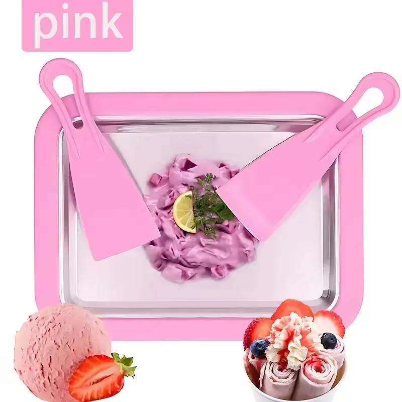 

Ice Cream Maker Pan with 2 Scrapers Ice Cream Maker Plate Multifunctional Cold Sweet Fried Food Plate Rolled Ice Cream Maker