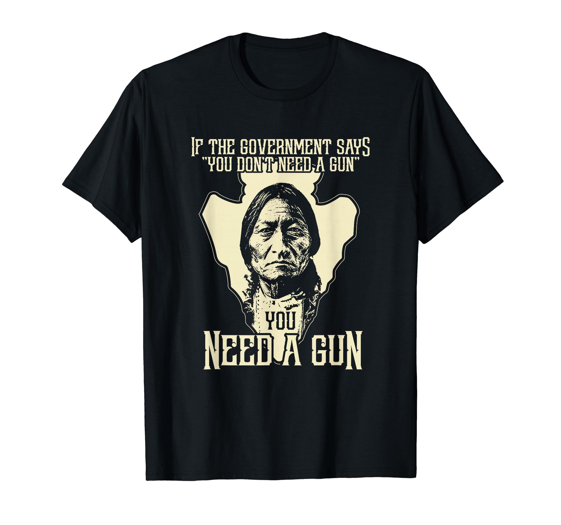 Sitting Bull Chief Gun - Retro Arrowhead T-Shirt