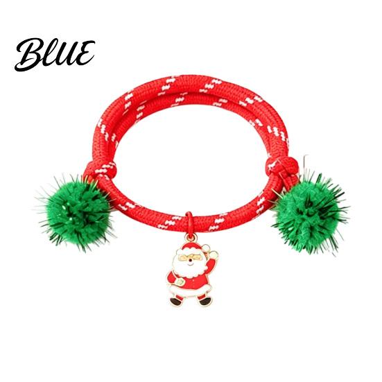 Cute Snowman Wrist Decor Christmas Bracelets Red Green String Bracelet Adjustable Rope Bracelet with Bag Charm Lanyard And Tinsel Pom Poms Holiday