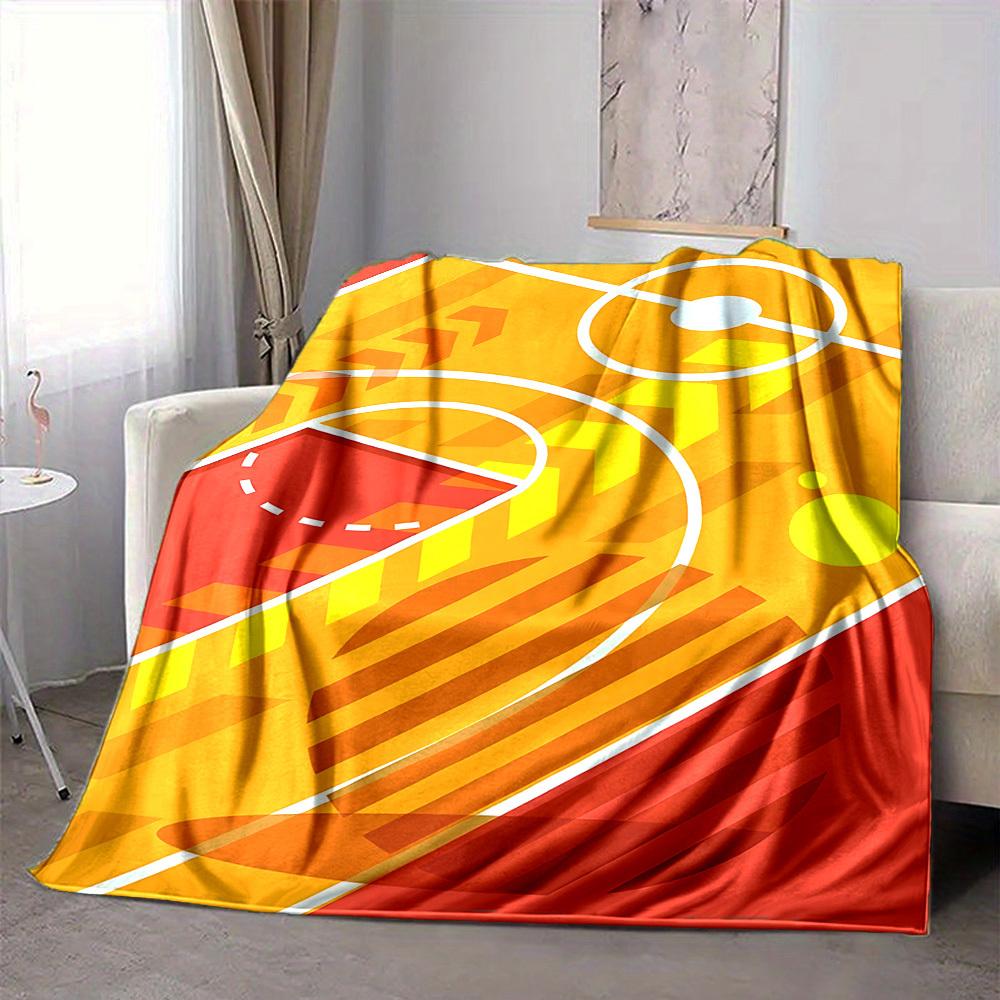 1pc Basketball Court Blanket, Lightweight Flannel Throw Blanket for Sofa, Bed, Travel, Camping, Living Room, Office, Couch093