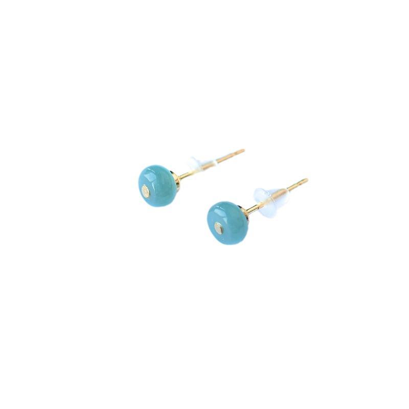 A-Grade Natural Jade Ice-Type Blue Water Stud Earrings with 14k Gold-Plated 925 Sterling Silver