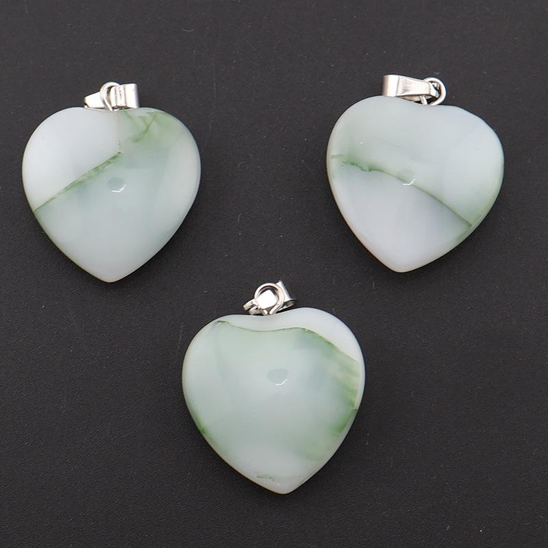 Heart-Shaped Crystal Glass Pendant Necklace with Colorful Natural Stone Accents