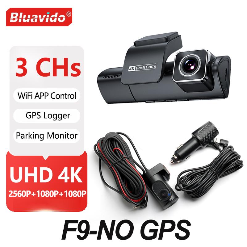 

4K Triple Dash Cam GPS Front Inside and Rear 3CHs WiFi Car Camera with APP Control Night Vision 24H Parking Mode Loop Recording None