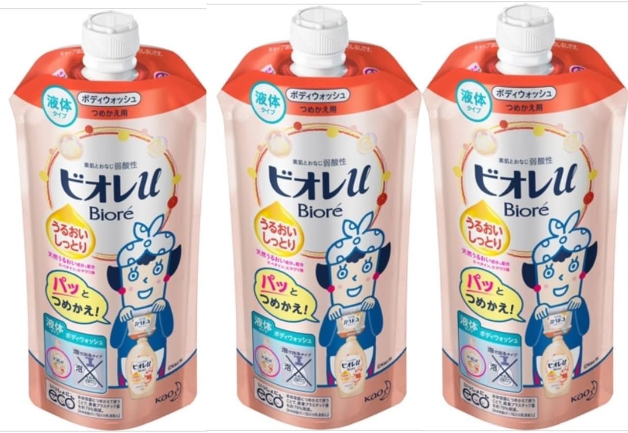 Biore u Liquid Moisturizing Refill 340mL (Lightly Scented, Mildly Acidic) x 3-Pack
