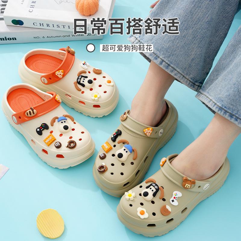 Women S Platform Clog Sandals With Dog Pattern Lightweight Beach Shoes