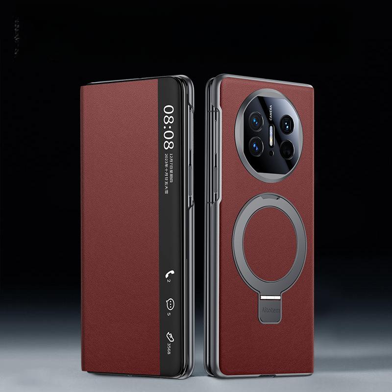 

Подходит для чехла для мобильного телефона Huawei Matex6 Смарт-окно X5 Подставка Магнитная адсорбция X3 Полная упаковка Противоударный кожаный чехол с текстурой наппа Huawei Mate X3