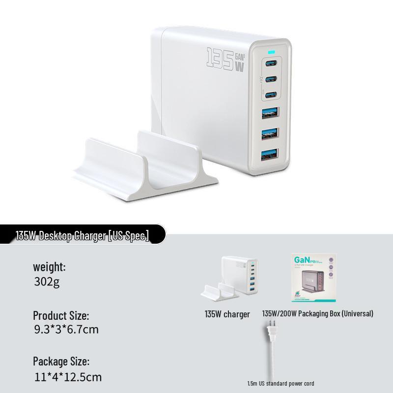 200W GaN Multi-Port PD Fast Charger with Smart Temperature Control