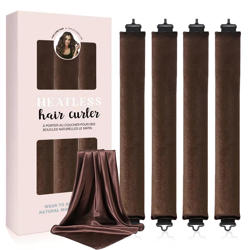 No-Heat Curling Set: Volumizing Waves, 70cm Silk Scarf, Double Hook, Sleep-Friendly Hair Tool