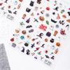 6D Embossed Halloween Pumpkin & Ghost Nail Stickers - Cartoon Funny Skull Design