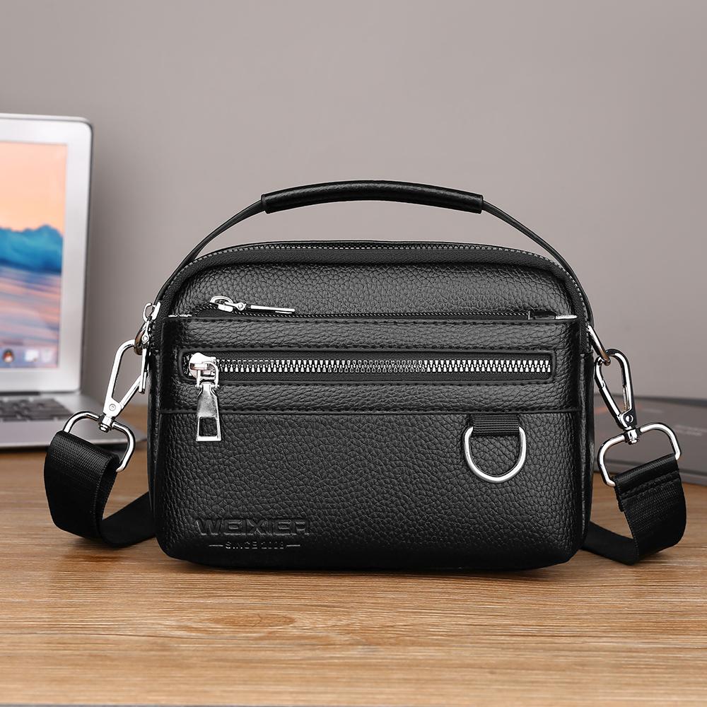 WEIXIER Herren Leder Umhängetasche Wasserdichte Messenger Bag Sling Satchel Tasche für Geschäftsreisen