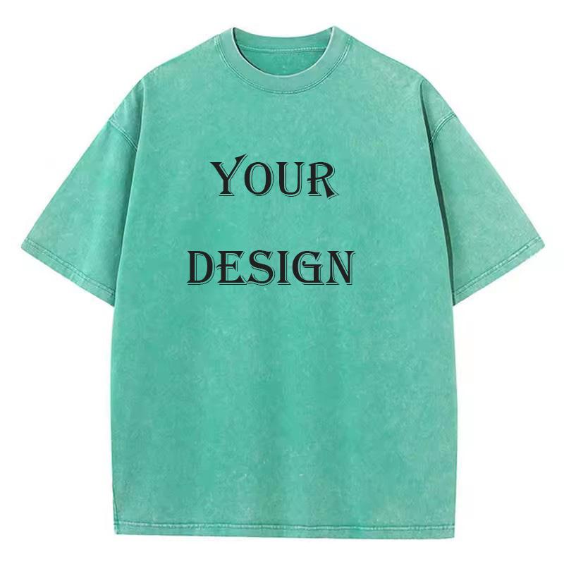 Cotton Washed Tshirt Customized Printed T Shirt Retro Top DIY Your Like Photo or Logo Tshirt Fashion Custom Top Unisex