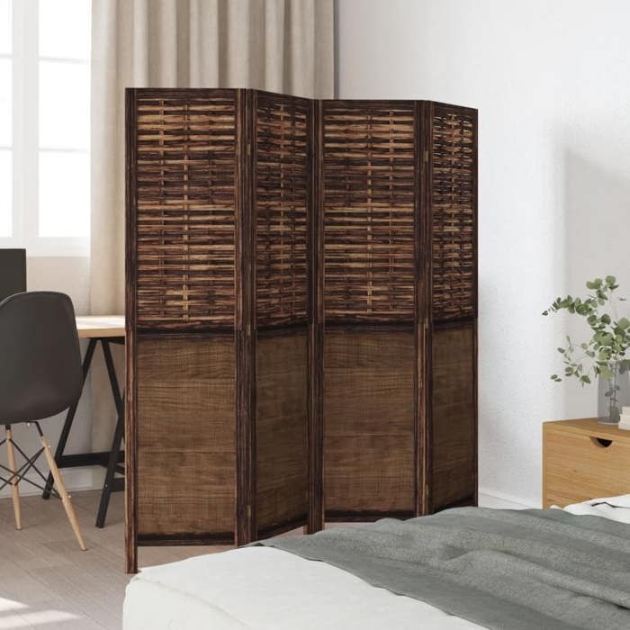 VidaXL Cloison de Séparation 4 Panneaux, Séparateur de Pièce, Écran d'Intimité, Paravent de Salon Chambre, Marron Foncé Bois 358705
