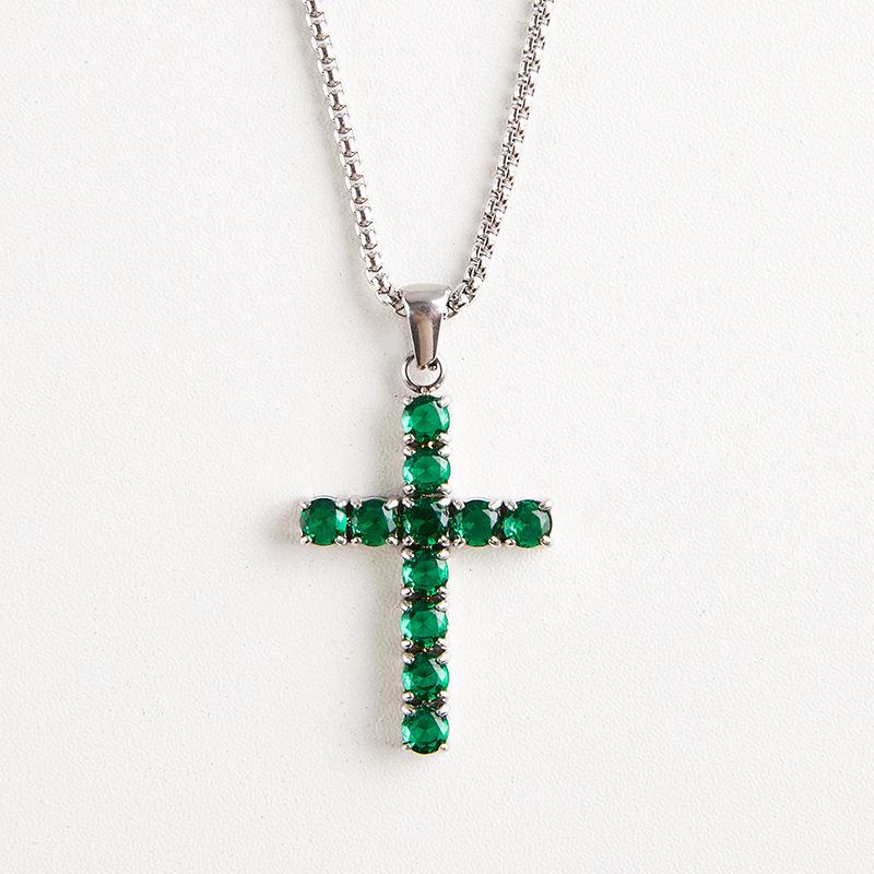 2026 Diamant-Kreuz-Anhänger Halsketten, Halsketten, Persönlichkeits Schmuck Zubehör für Jungen 60CM
