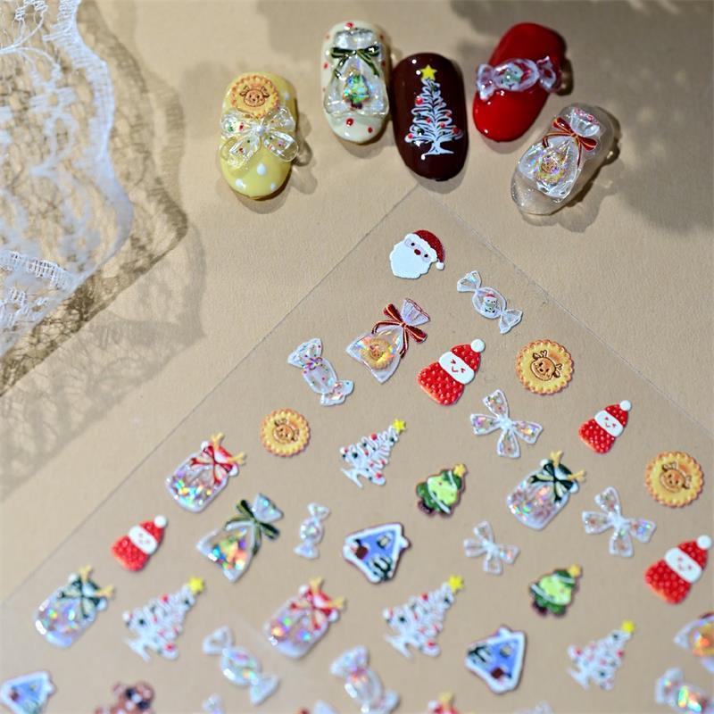 

Cute Christmas Style Snowman Nail Art Stickers Shell Light Nail Art Print Embossed Stickers Nail Art Decoration Christmas Gifts one size