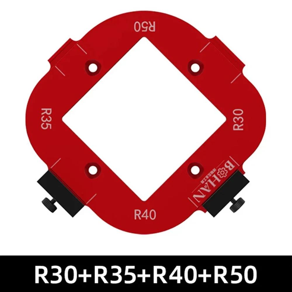 4in1 Woodworking Router Arcs Angle Positioning Template Corner Radius Routers R10-R50 Radius Jig Woodworking Positioning Tool