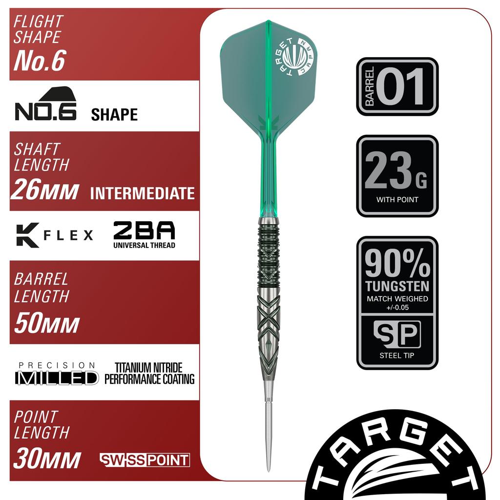 TARGET THE MIRACLE GEN-6 90% Tungsten 23g SP Steel Tip Darts