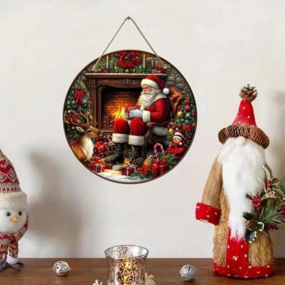 Vintage Santa Claus Metal Wall Art Sign Christmas Home Decor Gift