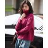 Demana Wine-Stained Bayberry High-Neck Knit Sweater
