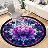 1pc Lotus StainedGlass Office Round Area Rug, Under Office Chairs Bedroom Living Room Home Decor, Room Deco