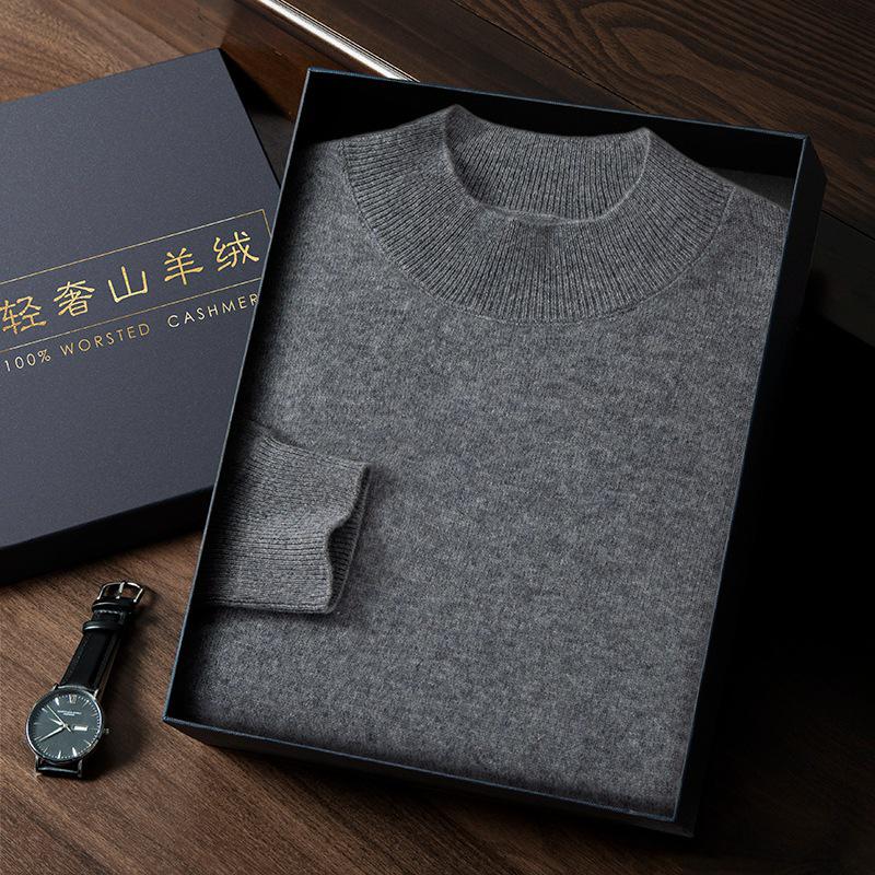 Seamless Men's Cashmere Half-Neck Sweater for Autumn/Winter - Versatile Knitwear