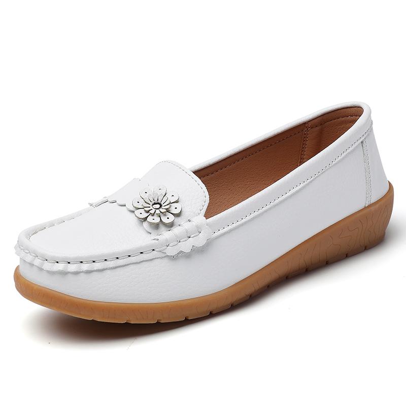 Scarpe Basse da Donna Mocassini Scarpe da Guida in Pelle Mocassini Floreale Casual Slip-on Estive Scarpe da Infermiera per Madre Taglie Grandi