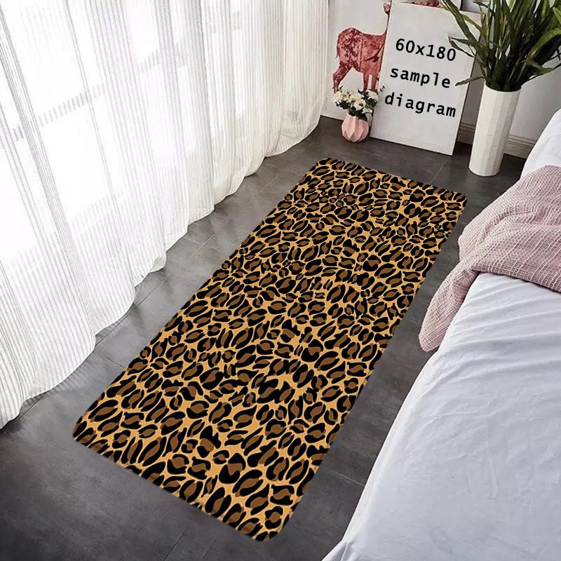 Doormat Flannel Floor Mat Leopard Grain Indoor Foot Rug Bedside Mats Kitchen Corridor Water Absorbent Carpet Ideal Balcony Decor