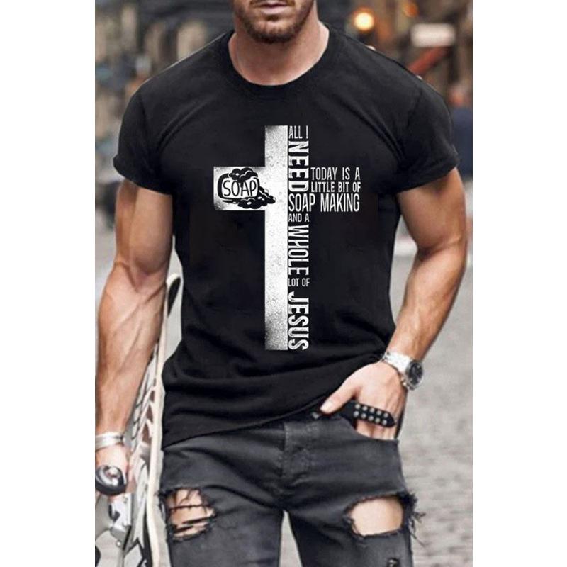 Men's Summer New T-shirt 3D Digital Trend Fashion Printing Short Sleeve European and American Cross-border Crew Neck Top