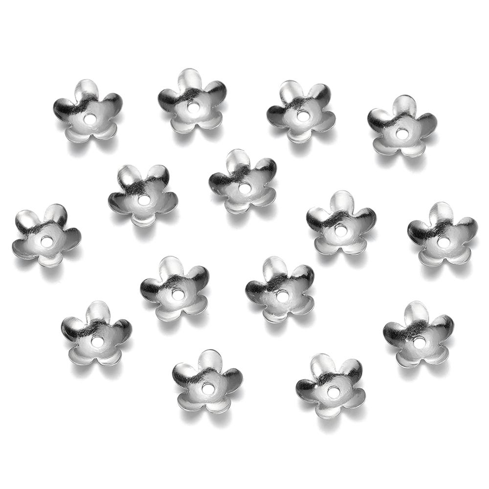 20/50Pcs/Pack Stainless Steel Flower Tree Leaf Round Beads Caps For Handmade DIY Jewelry Making Bracelet Necklace Accessories