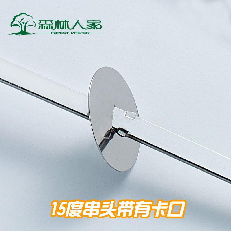 Barbecue Tool Stainless Steel Barbecue Meat Large Steel Skewer with Thickened Wooden Handle Barbecue Skewer 52cm