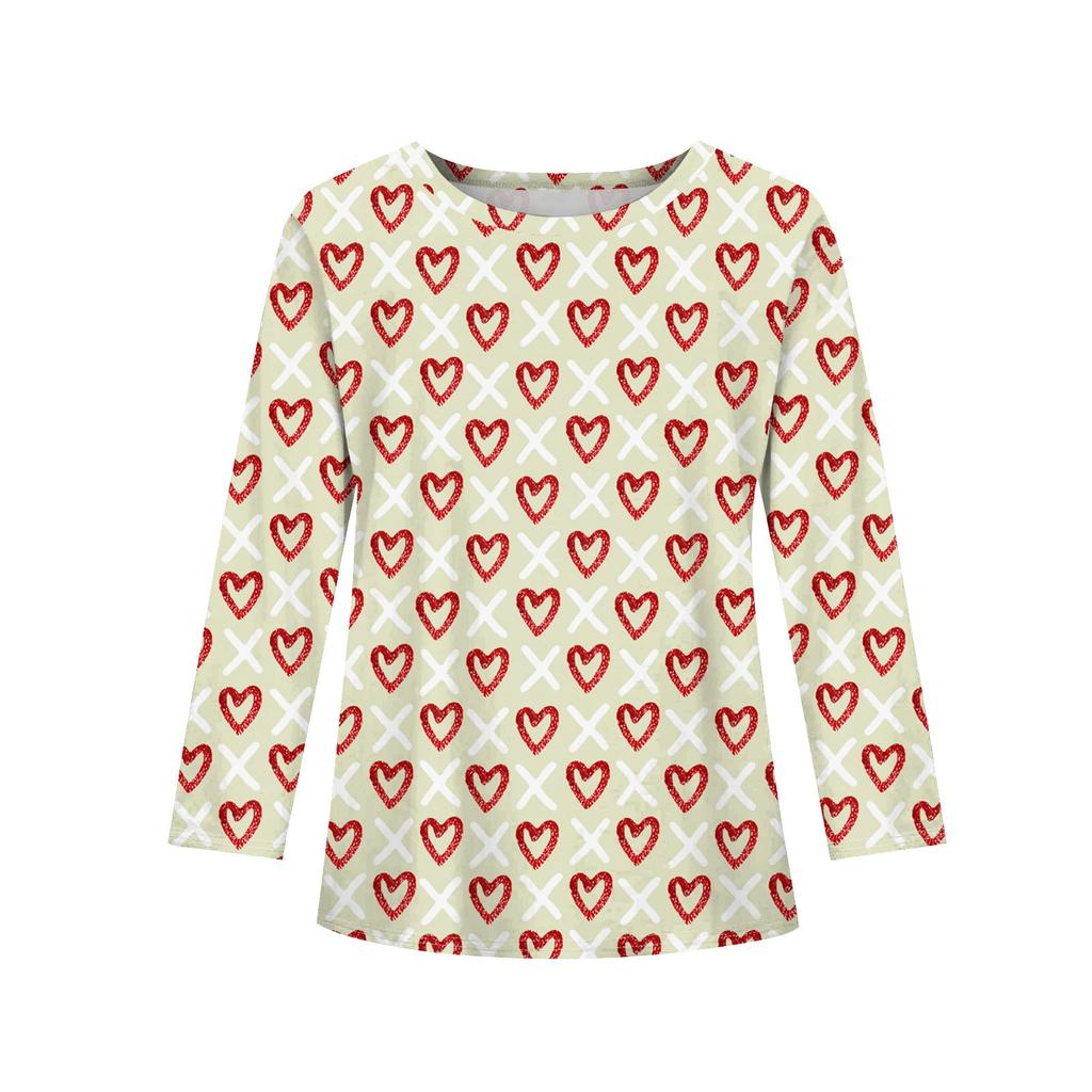 Girls Long Sleeve T Shirts Kids Fall Tops Crewneck Pattern Printed Basic Tees 5-14Y