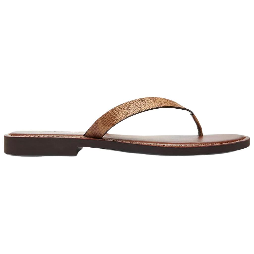 Coach Brianna Round Toe Flat Rubber Sole Flip Flops Women Footwear Brown CZ371-BRN