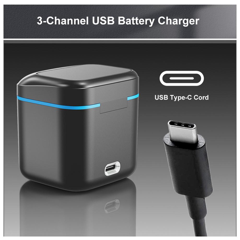 3-Channel Battery Charger 2 SD Slot Storage Charging Box Fast Charging Charger for GoPro Go Pro Hero 8 7 6 5 Camera Accessories