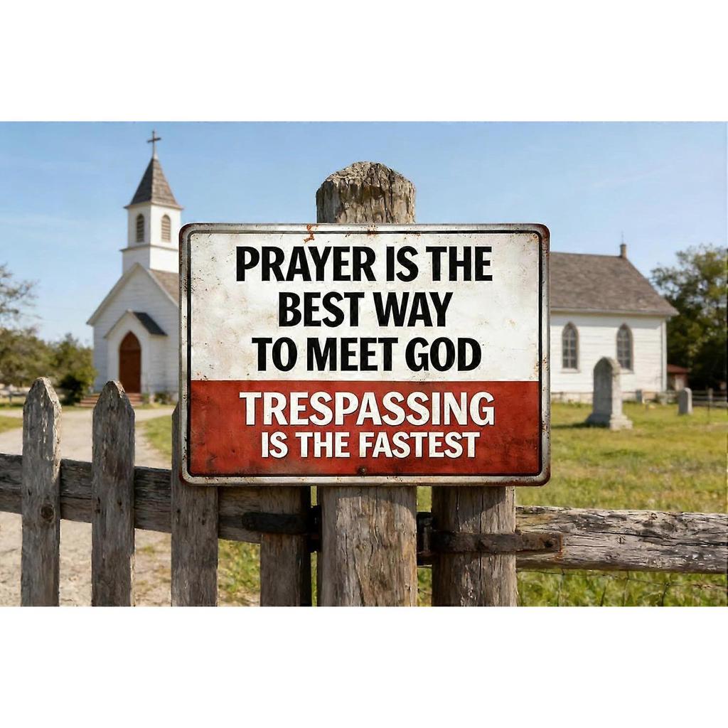 Prayer Is the Best Way To Meet God Trespassing - Is the Fastest Sign, No Trespassing Signs Private Property for Fence Gate Front Door Outdoor Wall Dec