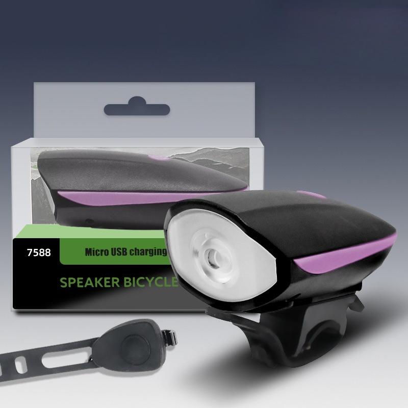 1Pc Bicycle Lights Horn Lights Headlights USB Charging Mountain Bike Waterproof Lights Bicycle Night Ride Accessories Equipment