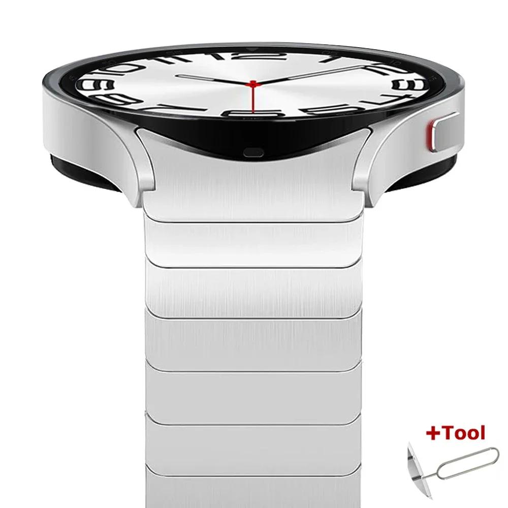 

Bracelet for Samsung galaxy watch 6 classic 47mm 43mm band 4 42 46mm no gaps stainless steel strap for watch4 5 pro 44mm 40 45mm Watch 6 classic 43mm серебряный