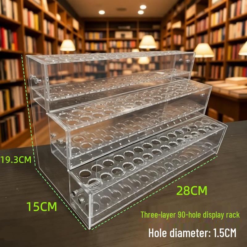 Acrylic Transparent Pen Holder: Large Capacity Desktop Organizer Stand for Stationery Storage and Display.